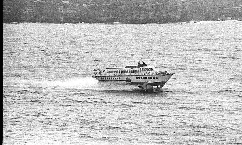 Sydney hydrofoil ferry SYDNEY crossing the Sydney Heads 1988