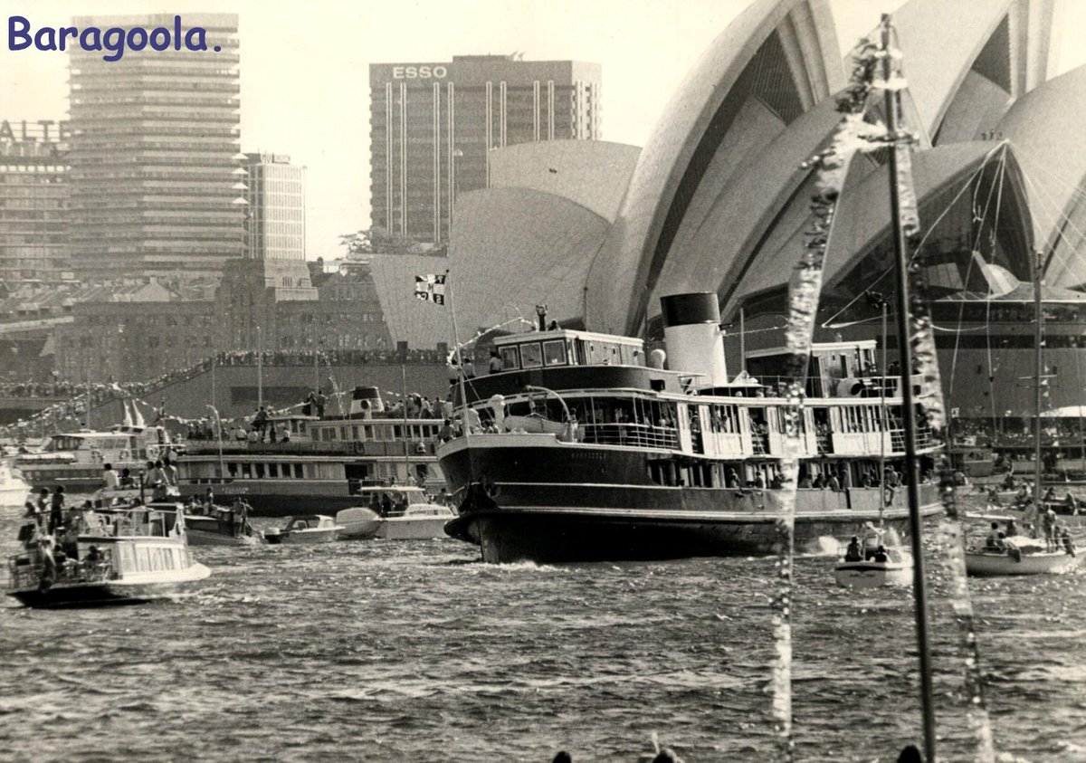 Sydney ferry BARAGOOLA at the opening of the Sydney Opera House 20 October 1973, Sydney city centre