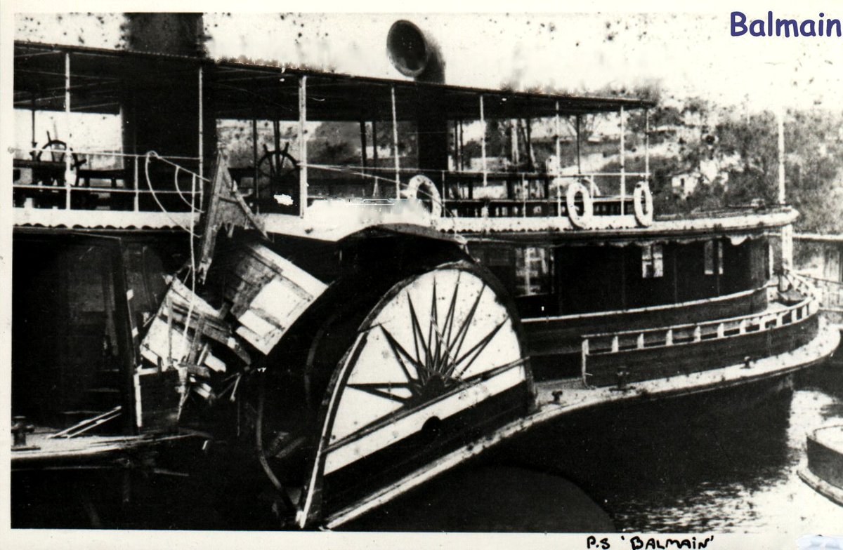 Sydney ferry BALMAIN with paddle box damage (1883–1910)