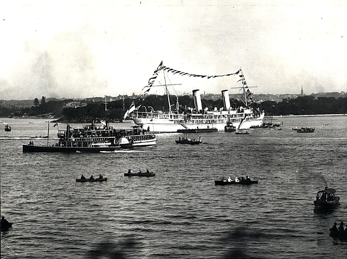 Sydney ferry WARATAH and Royal Yacht OPHIR with Duke and Duchess of York 1901