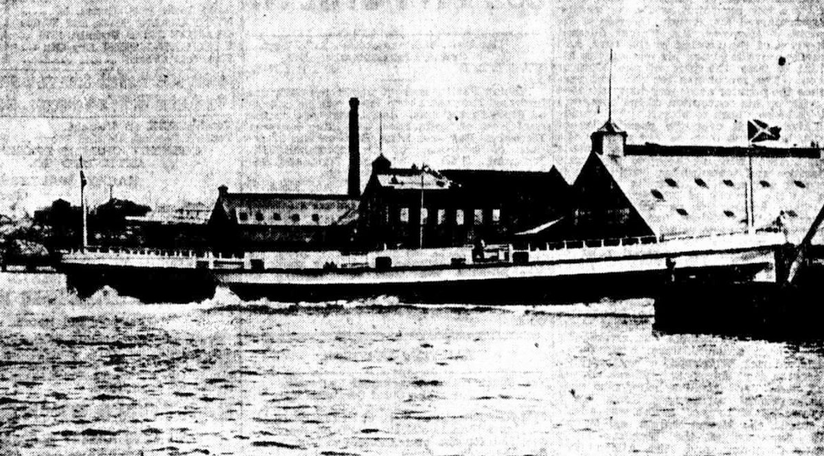 Sydney ferry KANIMBLA being launched at Morrison and Sinclair yards in Balmain 1909