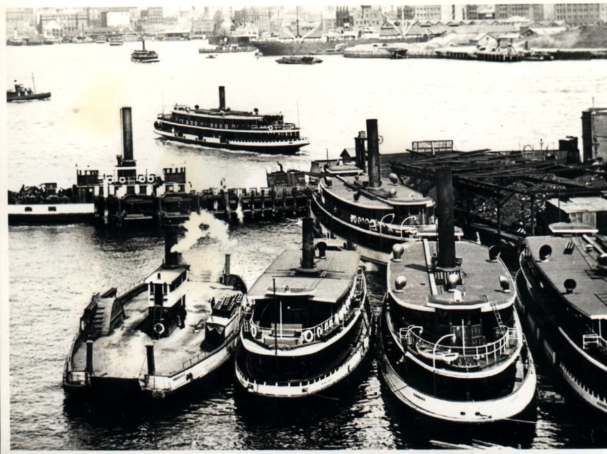 Sydney ferries BARANGAROO KANGAROO KIRAWA and KANANGRA at Milsons Point (1920s)