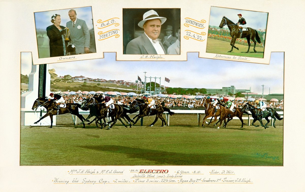 ELECTRO 1957 AJC SYDNEY CUP TRAINER JOHN HAIGH