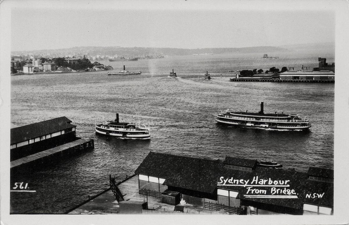 Sydney ferry KAI KAI and LADY class ferry in Sydney Cove, Circular Quay (c. 1928)
