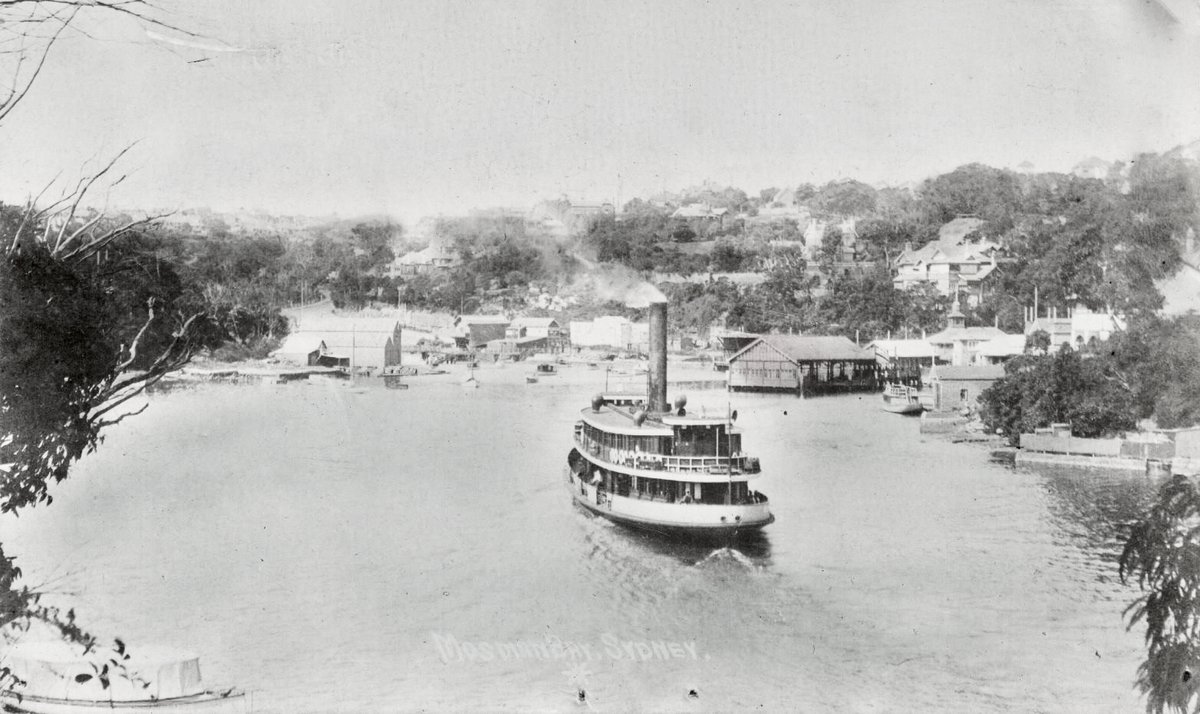 Sydney ferry KIRAWA or KANANGRA approaching Mosman Bay ferry wharf (c. 1913)