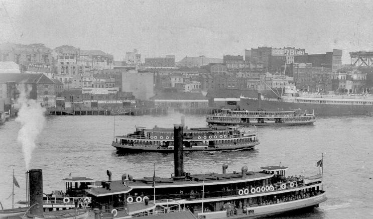 Sydney Ferries KANANGRA and WOOLLAHRA at Sydney Cove, Circular Quay (1926)