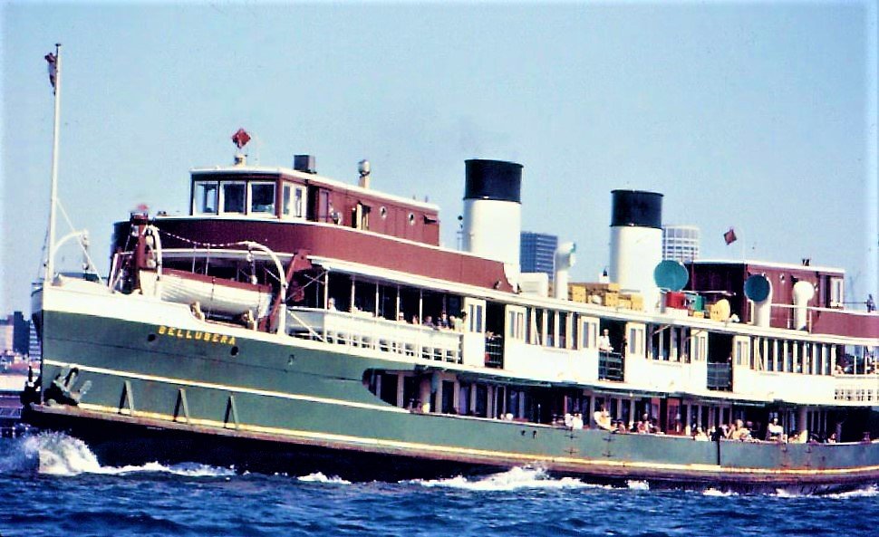 Sydney ferry BELLUBERA in her final years of operations (1972)