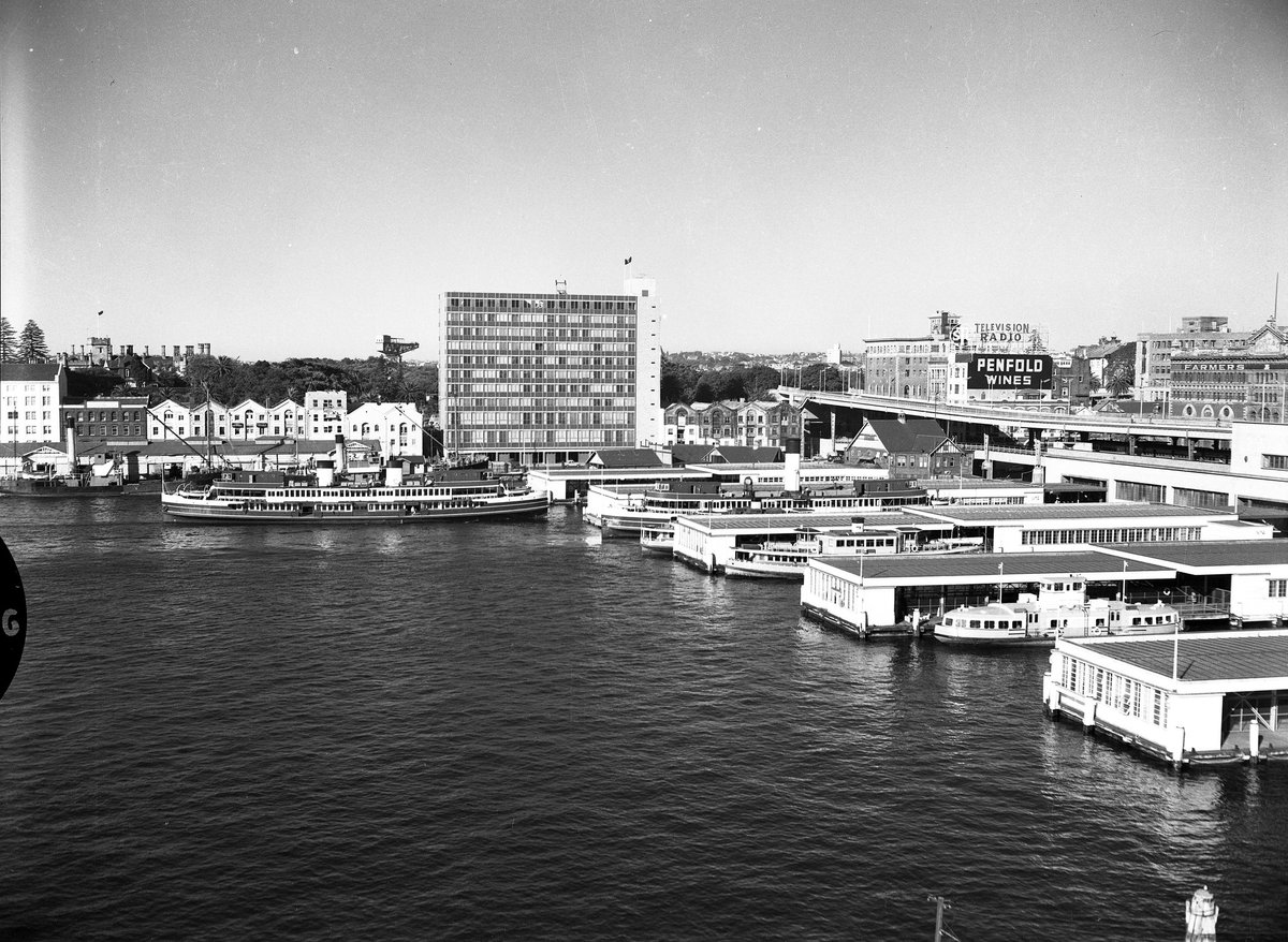 Sydney ferries BELLUBERA BARAGOOLA and KOOLEEN at Circular Quay (1958)