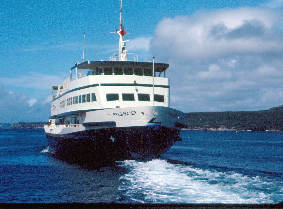 Sydney ferry FRESHWATER leaves Manly (1983)