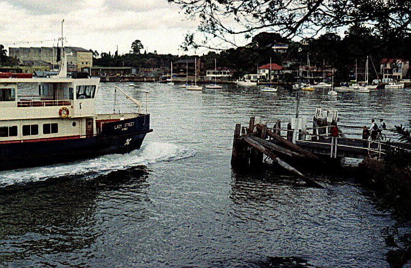 Sydney ferry LADY STREET at valentia street wharf, Woolwich (1990)