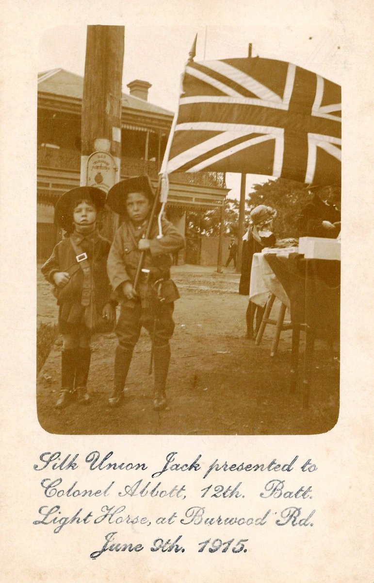 Silk Union Jack presented to Colonel Abbott, 12th Battalion Light Horse, Burwood Road - 9th June 1915
