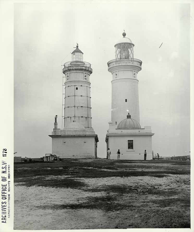 Macquarie Lighthouse old and new, Vaucluse (c. 1883)