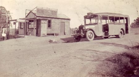 Bus outside Kellyville Post Office on corner of Acres & Windsor Roads Kellyville 1930, 1930s