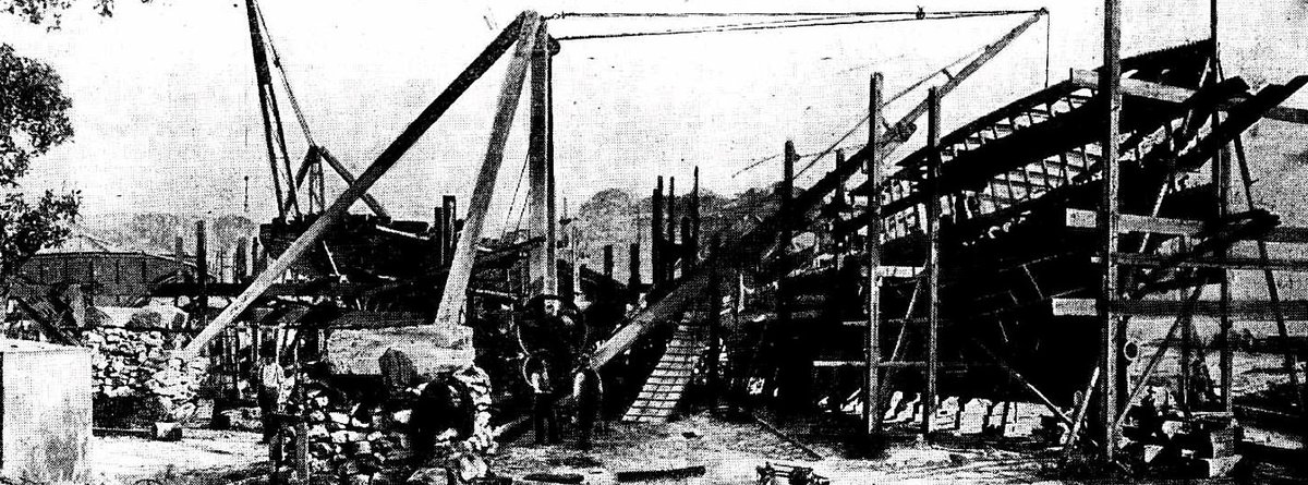 Sydney ferries KIRAWA KANANGRA BALGOWLAH under construction (c. 1912)