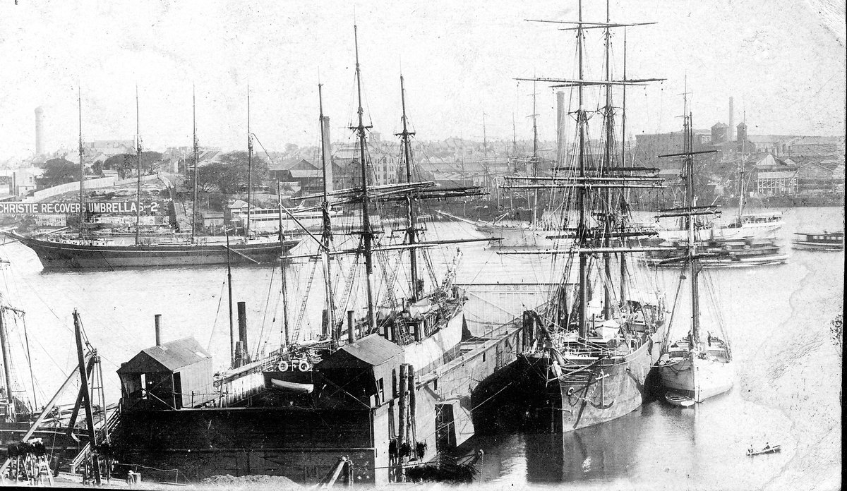 Jubilee Dock Balmain. looking south towards Pyrmont, c1895-1900 (Graeme Andrews, Working Harbour Collection, City of Sydney Archives)