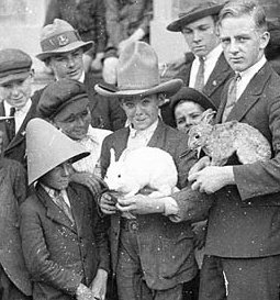Fort Street schoolboys being shown rabbit fur felt hat-making, 1927 - Sam Hood cropped, Sydney