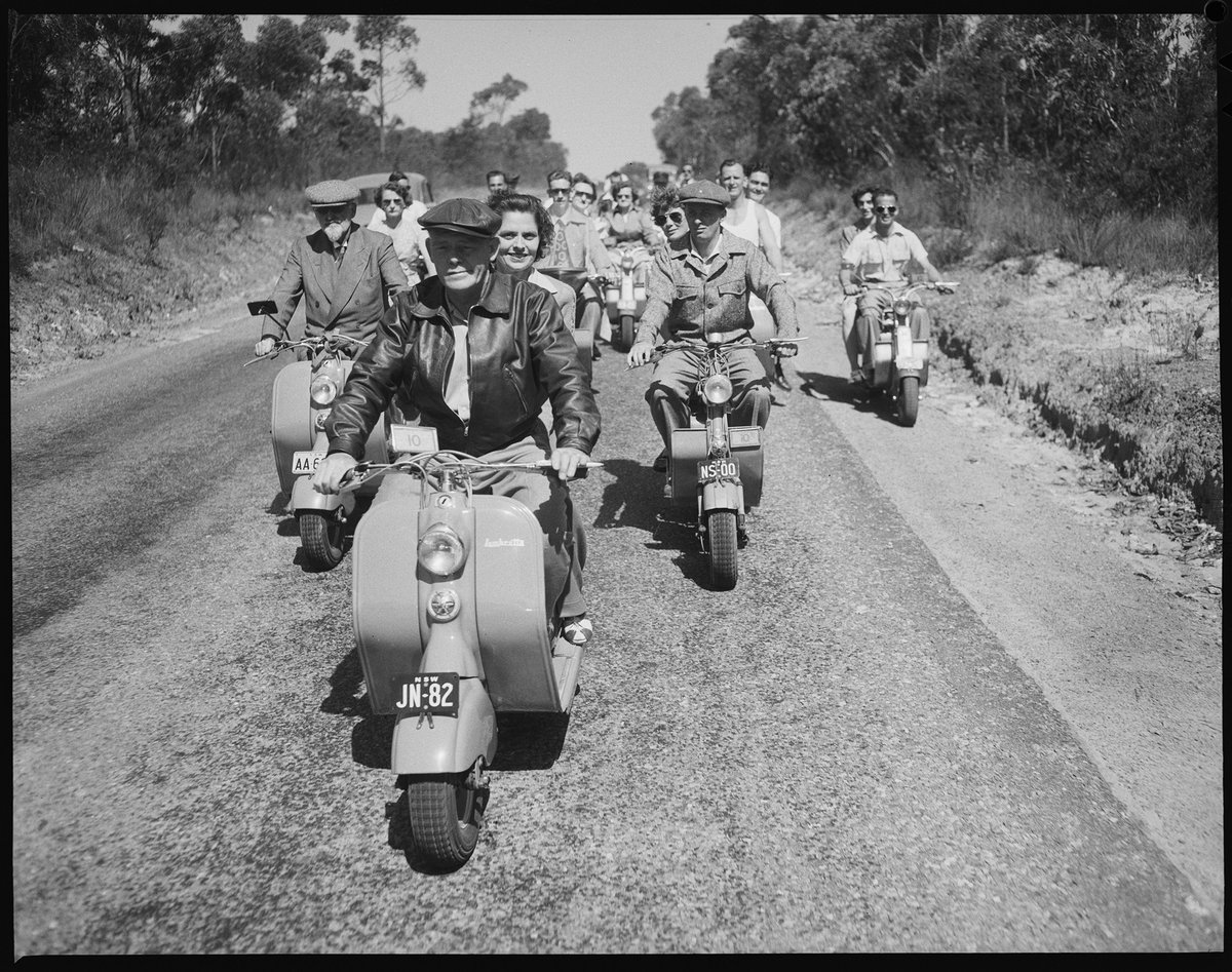 Scooter club outing, Sydney, 1951