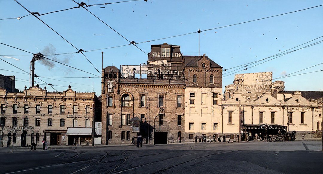 Elizabeth St. from Eddy Ave. 1940s colour, Sydney city centre