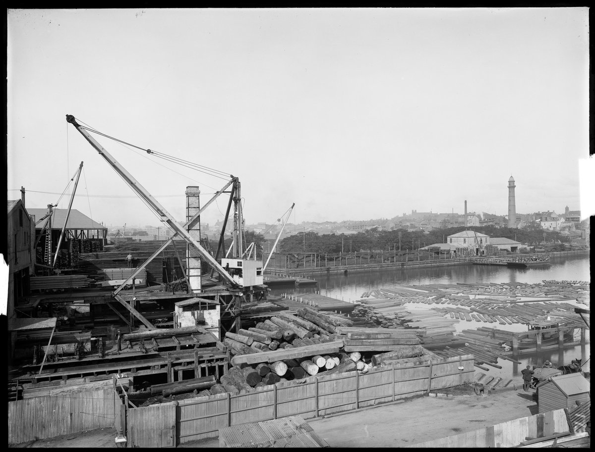 Hudson's Timber yard, Blackwattle Bay, Glebe (c. 1923)
