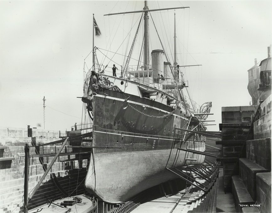 HMS Royal Arthur in drydock Sydney, Sutherland (c. 1901)