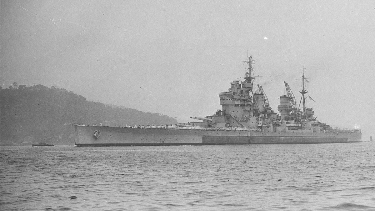 HMS Howe arriving at Sydney Harbour on 18 December 1944