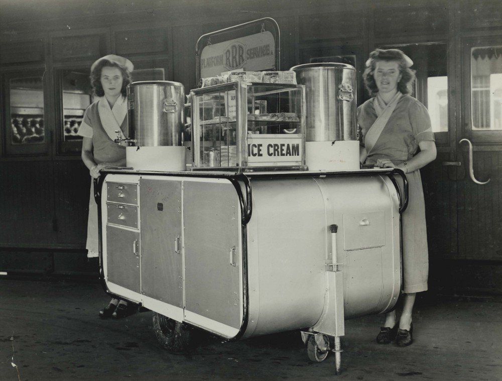 Central Railway Station, Sydney - mobile buffet service, Haymarket (1948)
