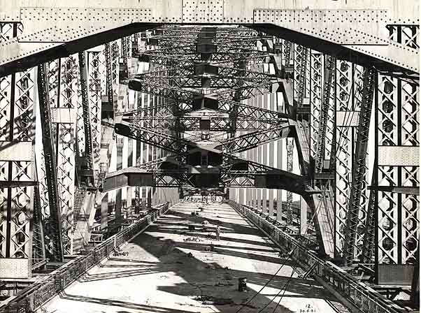 Sydney Harbour Bridge - View looking South along deck (c. 1931)