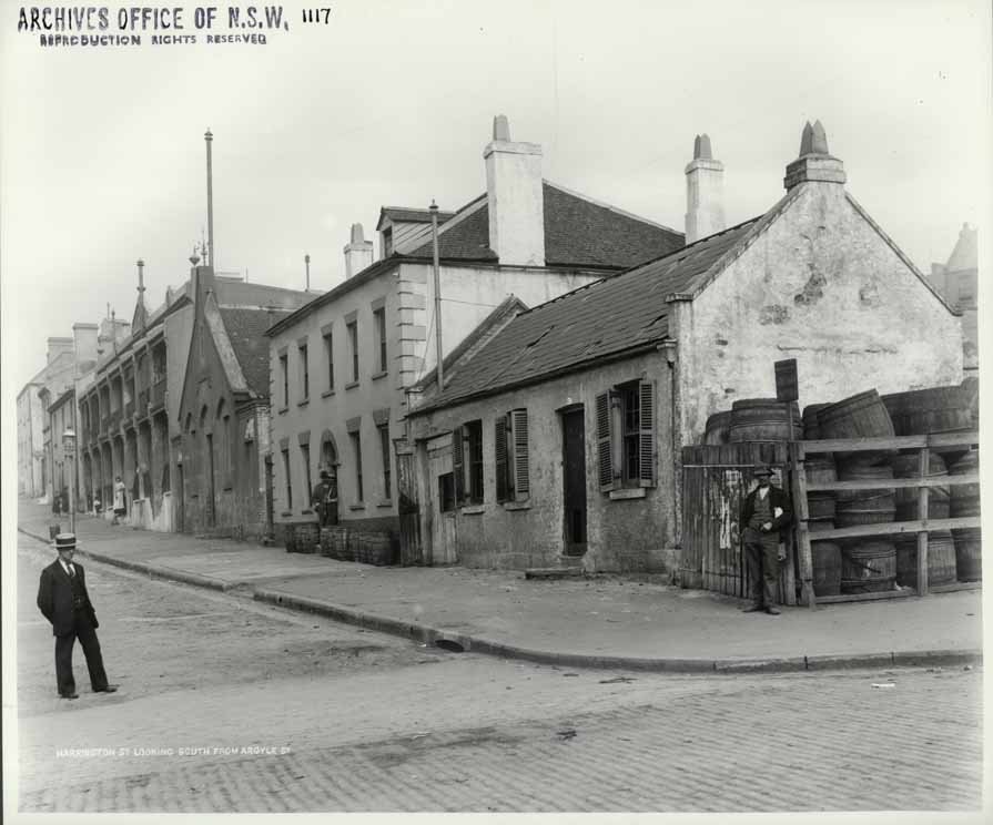 Harrington Street looking south from Argyle Street, The Rocks (1901)