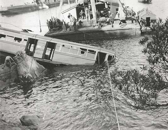 Tram accident at Taronga Park Zoo, Mosman (c. 1952)