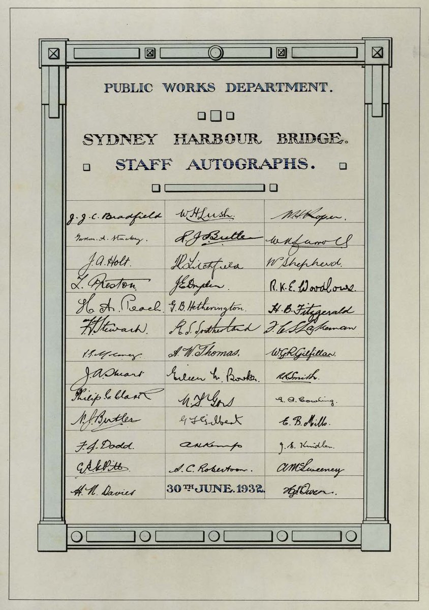 Sydney Harbour Bridge, Staff Autographs (c. 1932)