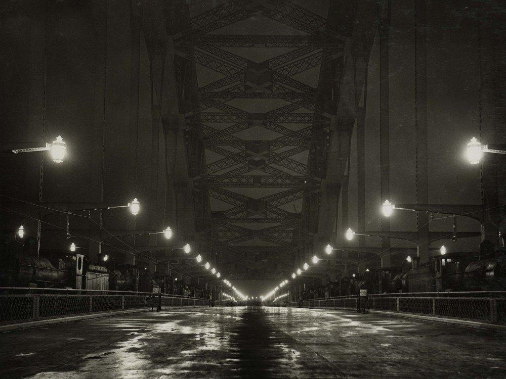 Sydney Harbour Bridge - Deck illuminated during loading tests (c. 1932)