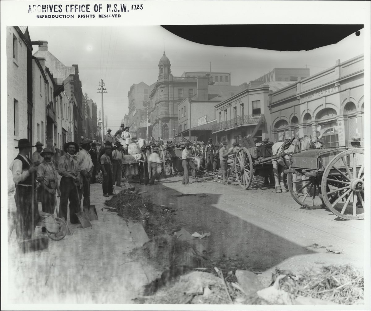 King Street during the plague clean up, Sydney city centre (1900)