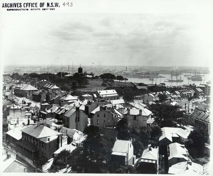 View of The Rocks looking west (c. 1900)