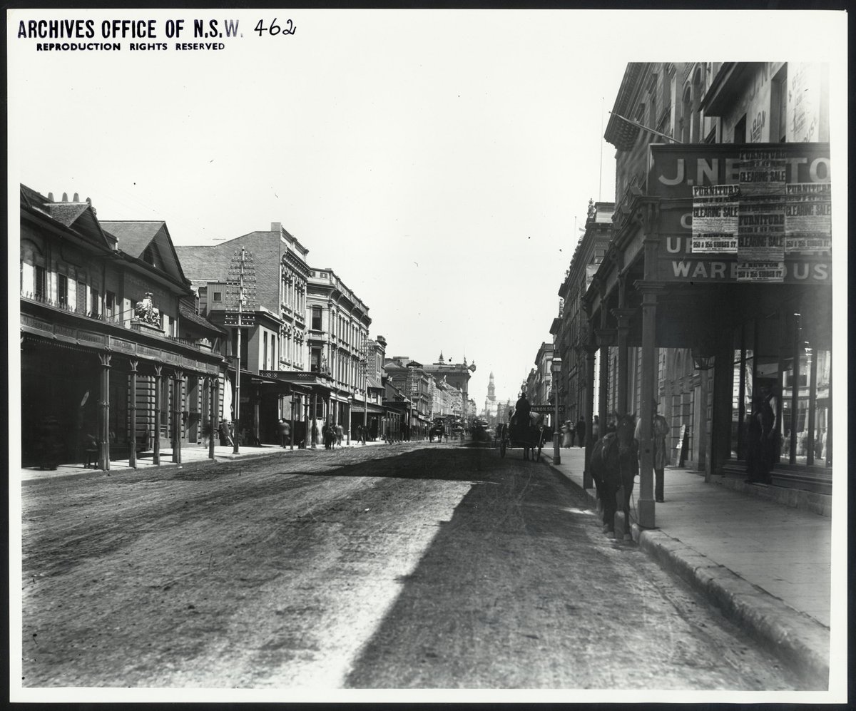 View towards Town Hall from 255 George Street, Sydney, Sydney city centre (c. 1884)