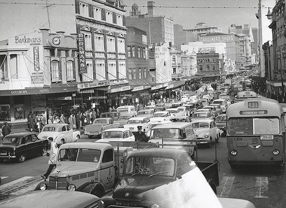 Sydney traffic, c.1960, Sydney city centre (c. 1960)