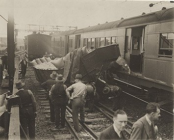 Train derailment Newtown, 1930 (c. 1930)