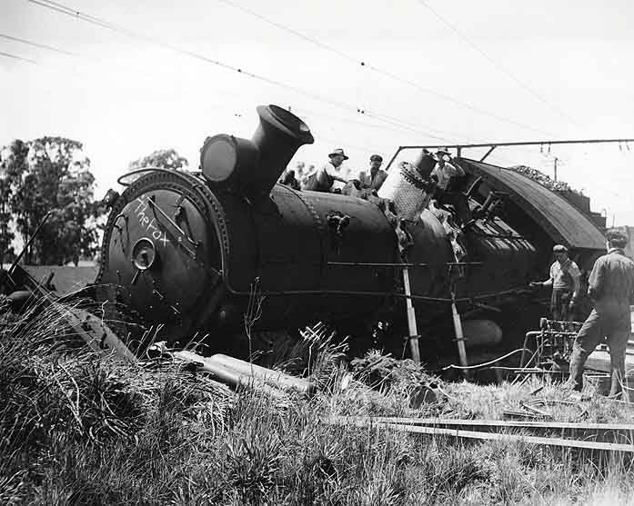 Derailment at Mt Druitt, c. 1956