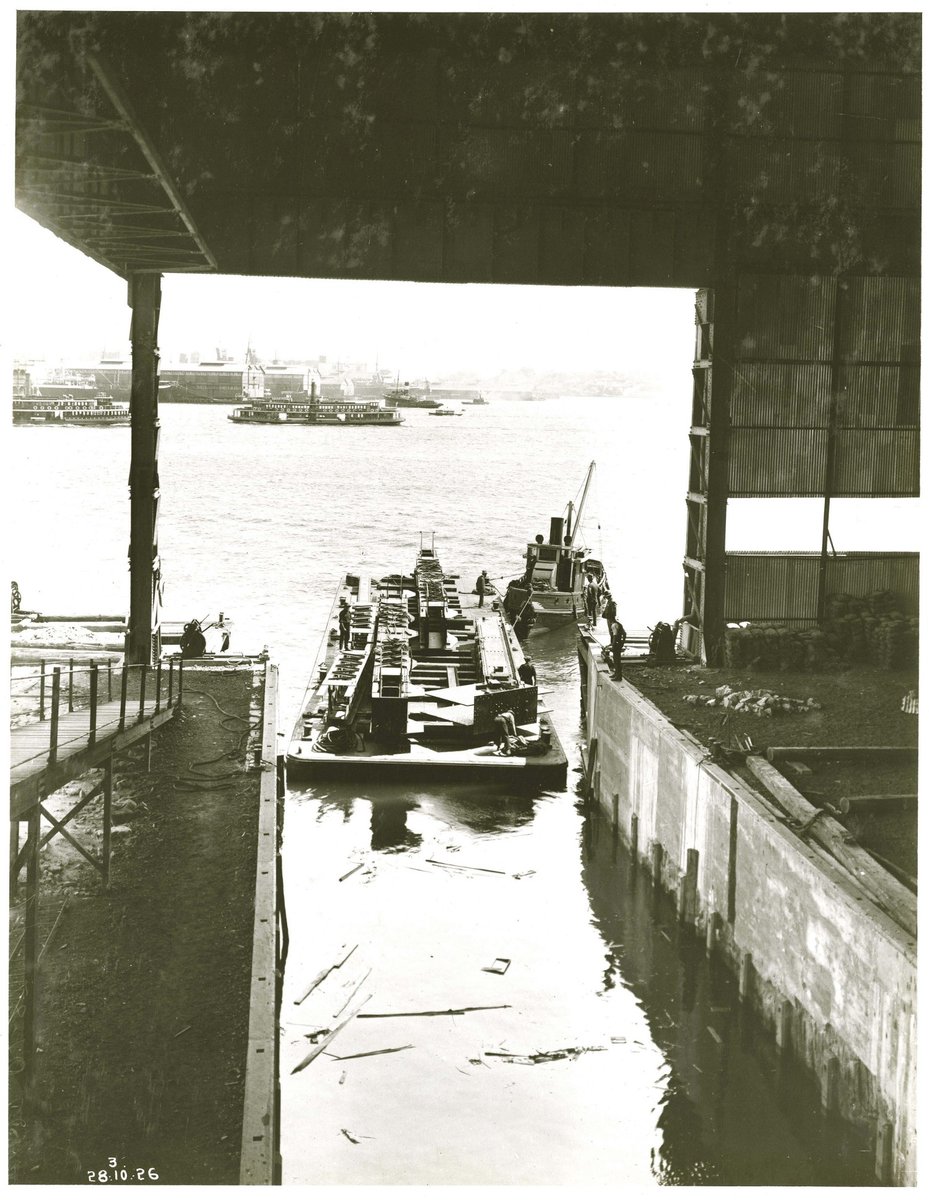 Fabricated Members Sydney Harbour Bridge on Barge, Milsons Point Workshops (1926)