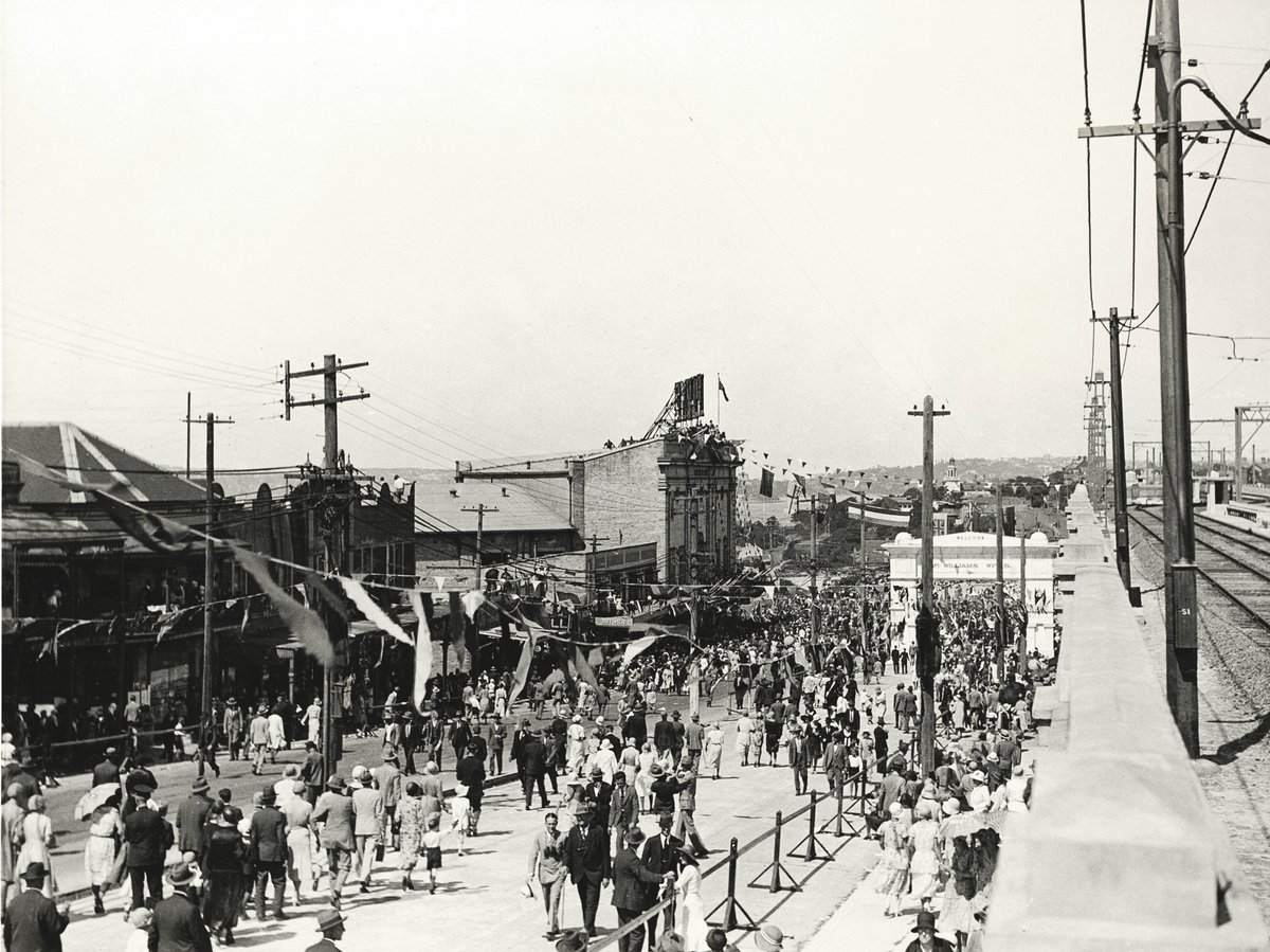 Public leaving after Procession, North Sydney. (Sydney Harbour Bridge Photographic Albums), c. 1932