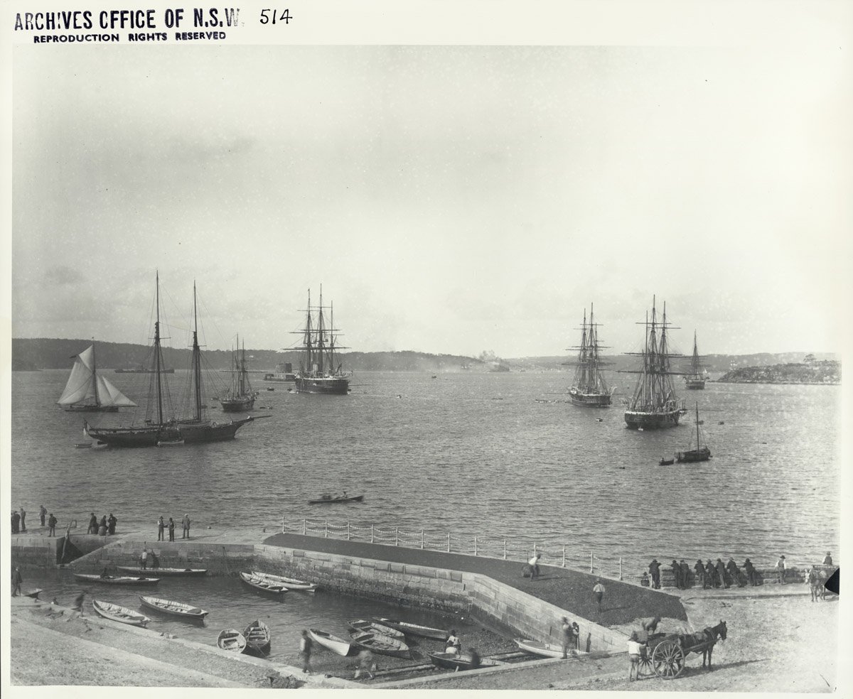 Looking towards Fort Denison from Farm Cove, Sydney, Sydney city centre (1880s)