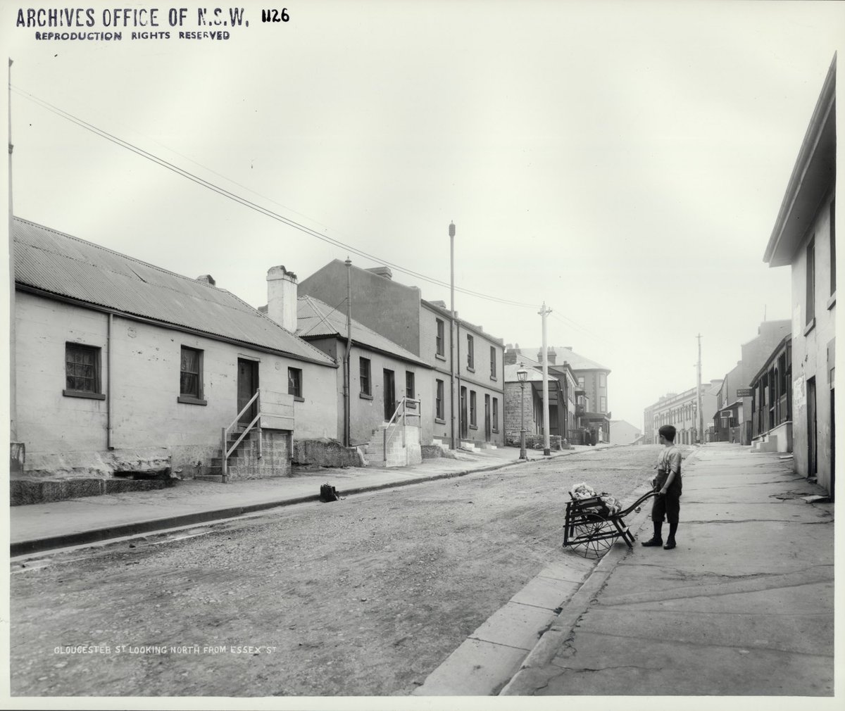 Gloucester Street looking north from Essex Street, The Rocks (NSW) (1901)