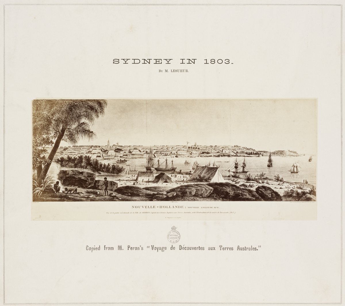 Frontispiece Sydney in 1803 by M Lesueur sepia photo