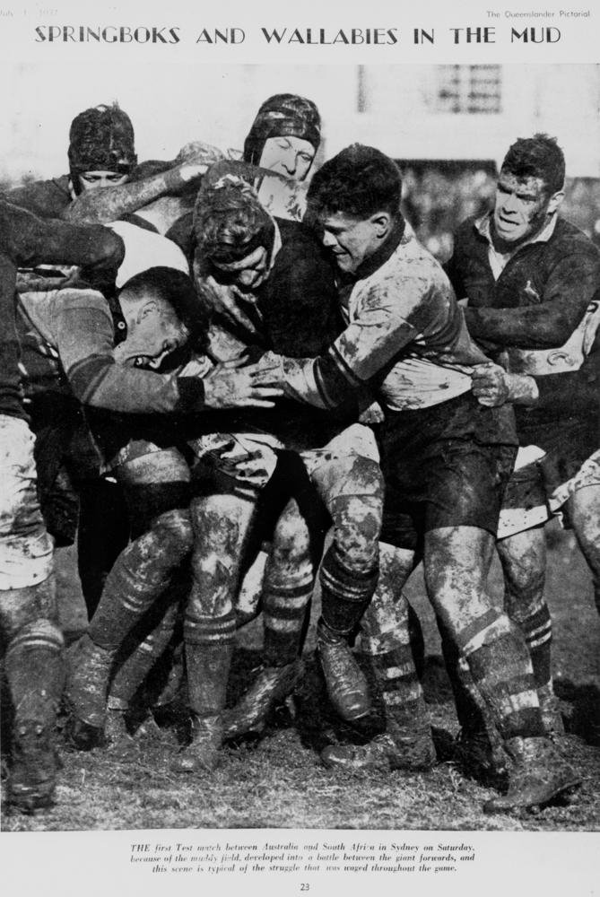 Springboks and Wallabies in the mud, Sydney, 1937, Moore Park