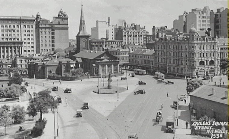 Queen's Square, Sydney c1930, Sydney city centre (1930s)
