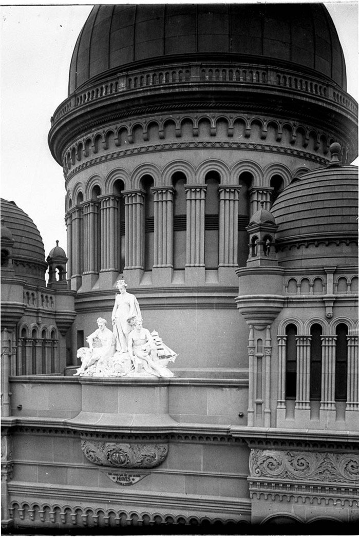 QVB sculpture and domes (Perier), Sydney city centre (c. 1898)
