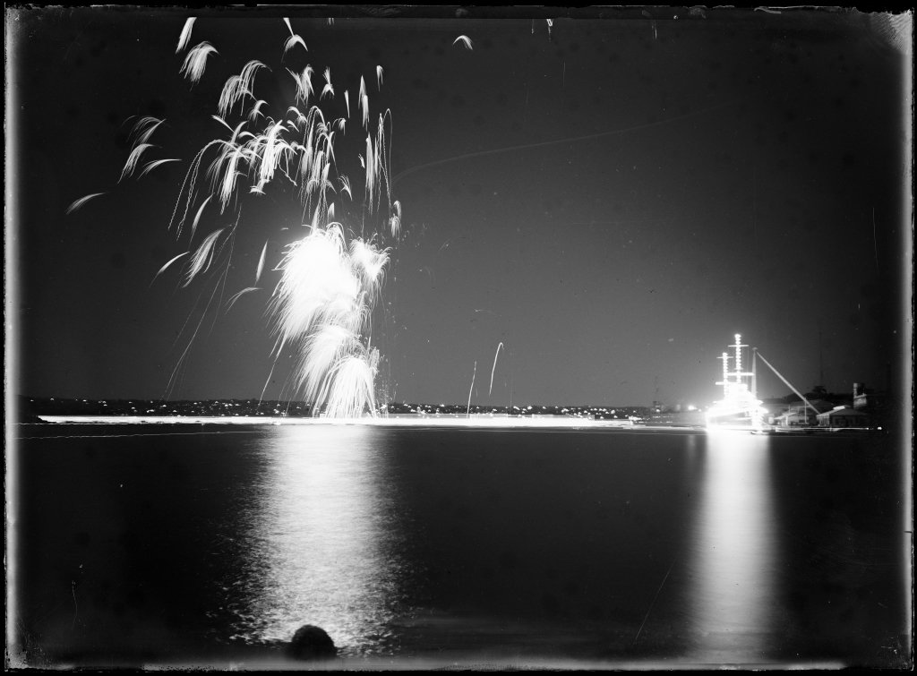 Fireworks on Sydney harbour (c. 1930)