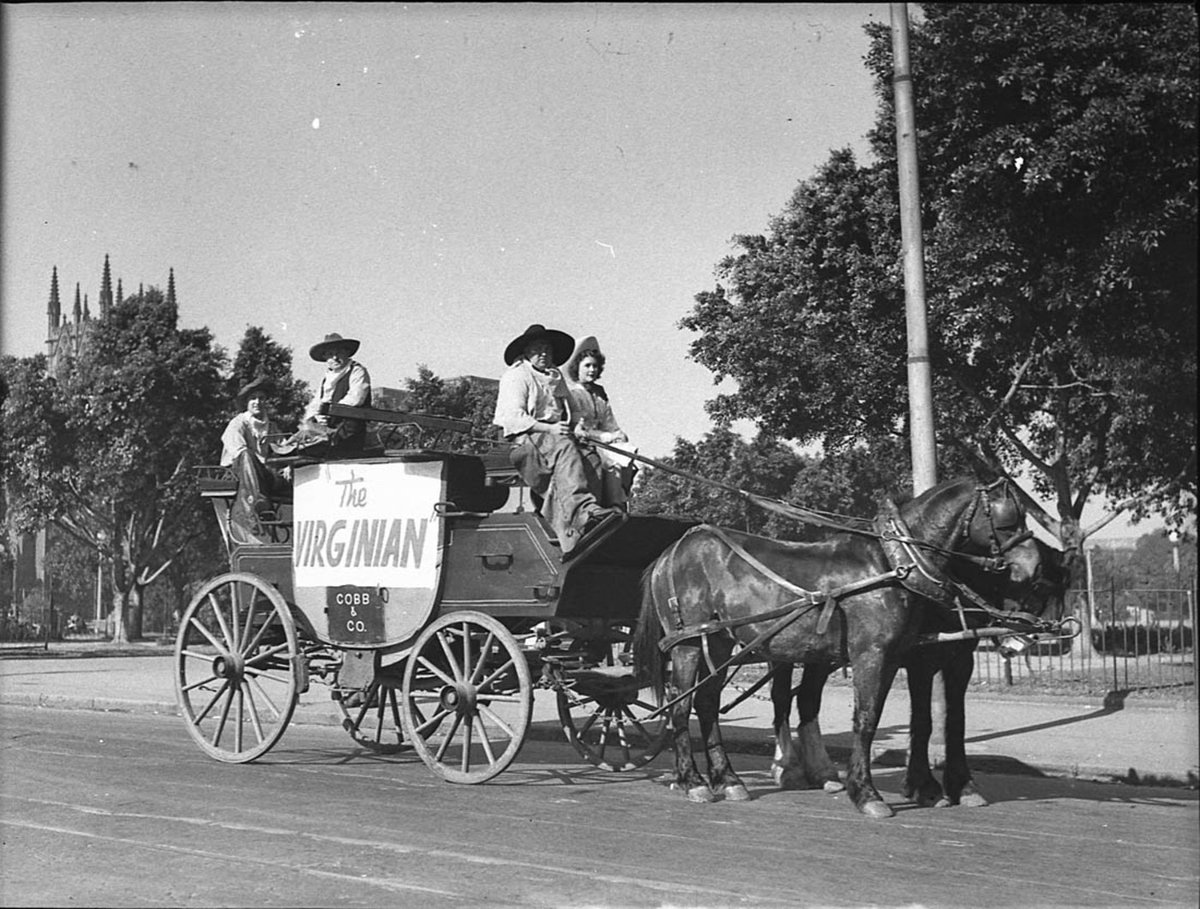 The Virginian coach and cowboys taken for Union Theatres (1946)