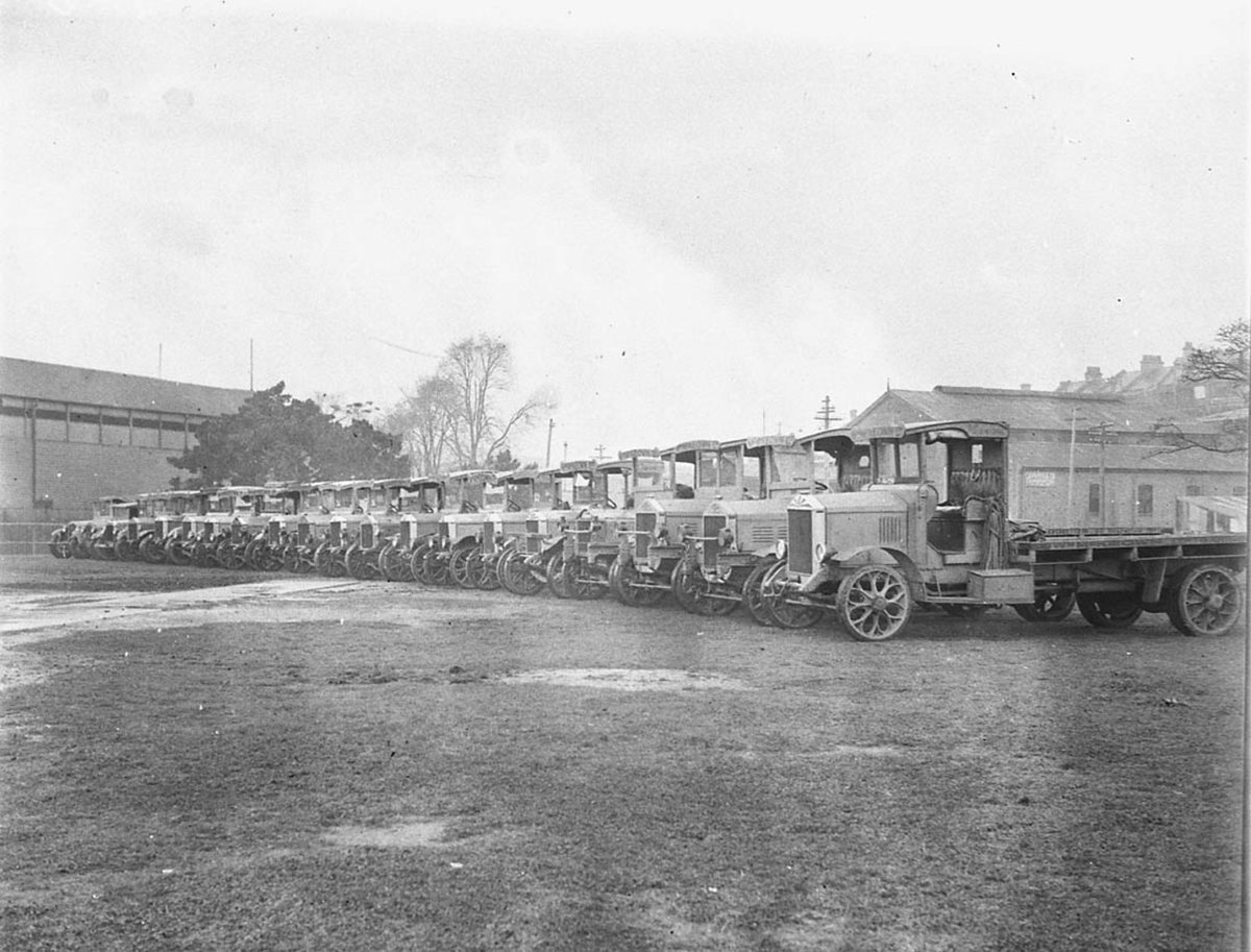 A line up of twenty Dodge and Albion trucks of carrier William McKeown Ltd (1930s)