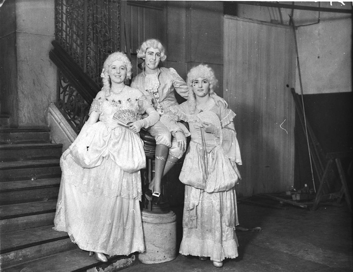 A trio in Pompadour costumes (c. 1932)