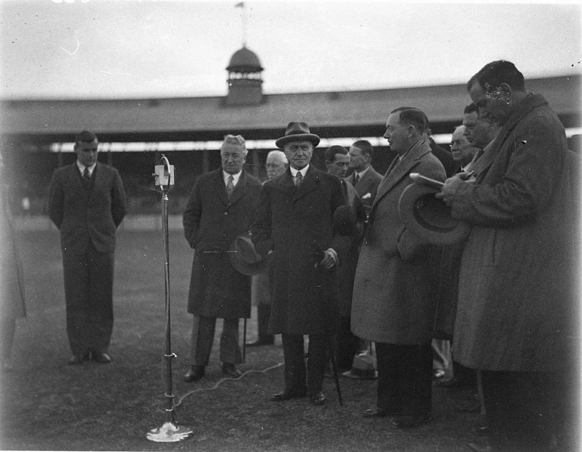 Australian National Football Council Interstate Carnival Sydney Cricket Ground 1933 Charles Moses ABC Prime Minister Joe Lyons Governor General Sir Isaac Isaacs and football officials, Moore Park